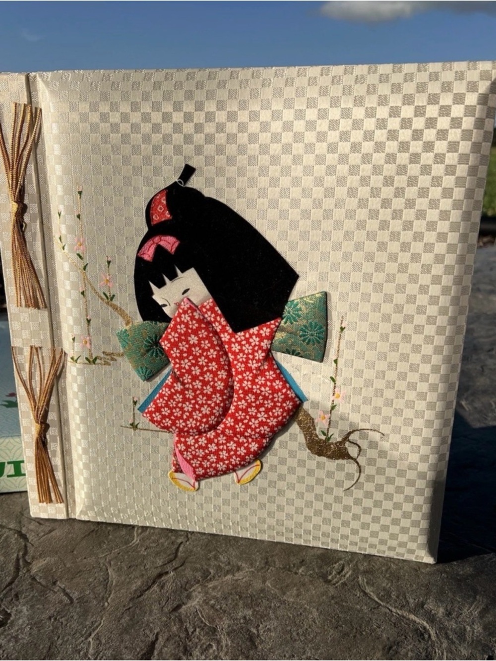 Vintage MCM Oriental Photo Album Baby Book Child Fabric Cover Chinese New - Picture 6 of 16